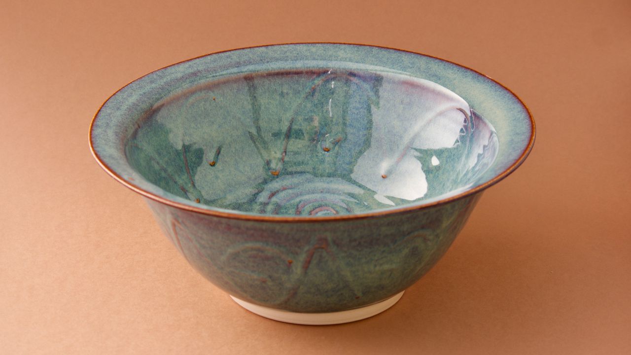Irish pottery green large salad bowl made from quality stoneware clay by Castle Arch Pottery