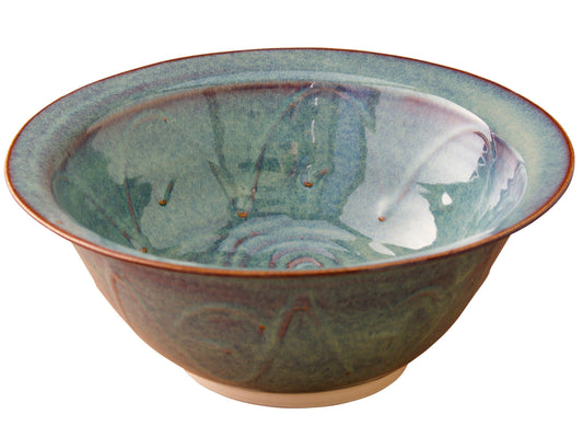 Irish pottery green large salad bowl made from quality stoneware clay by Castle Arch Pottery