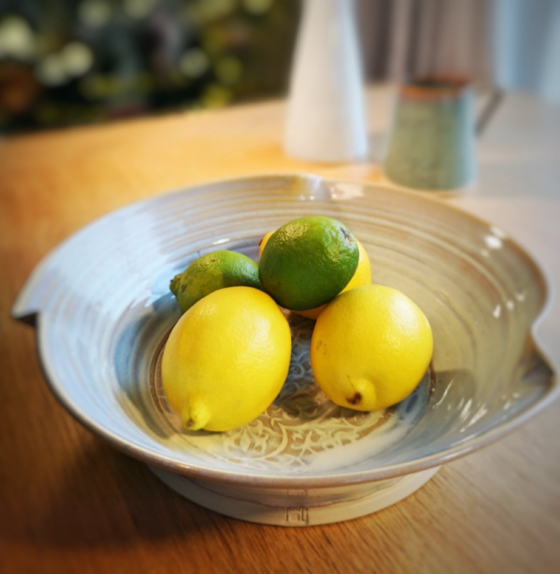 White salad Bowl with Fruit. Made by Castle Arch Pottery